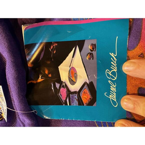 Vintage Laurel Burch 1987 Purple Cat Sweatshirt XL USA - Picture 6 of 6